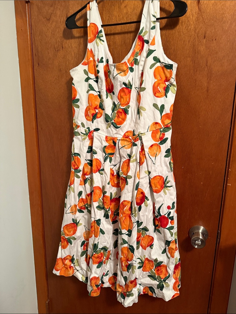 Chetta B White Dress with Orange and Green Accent